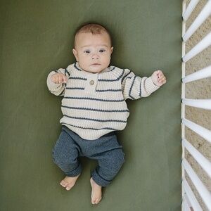 Mebie Baby Charcoal Knit Leggings 3–6M NWT Organic Cotton Blend